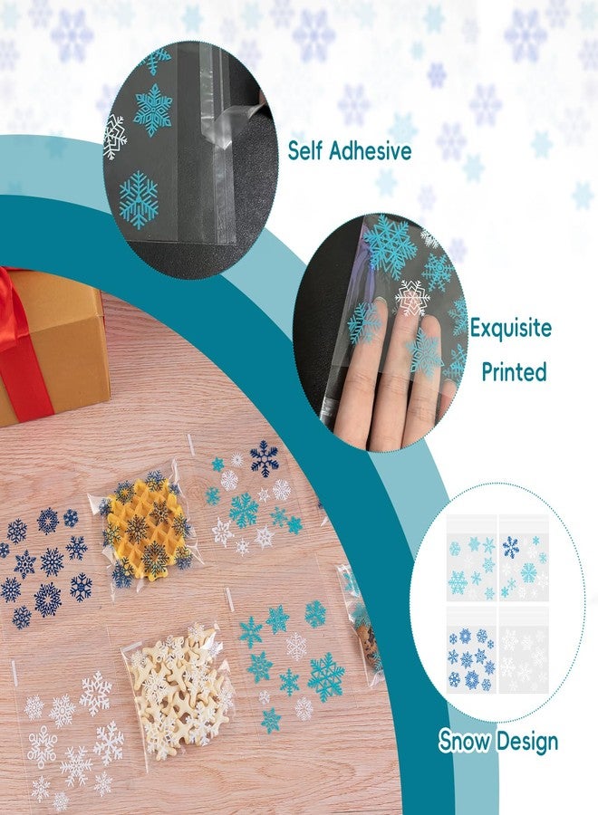 Jocomoni 200pcs Christmas Snowflake Cookies Bags, Clear Self Sealing Cellophane Bags Self-Adhesive Snowflake Cookies Bag Plastic Candy Bags for Bakery Cookies Gift Packing Christmas Party Favor - Image 3